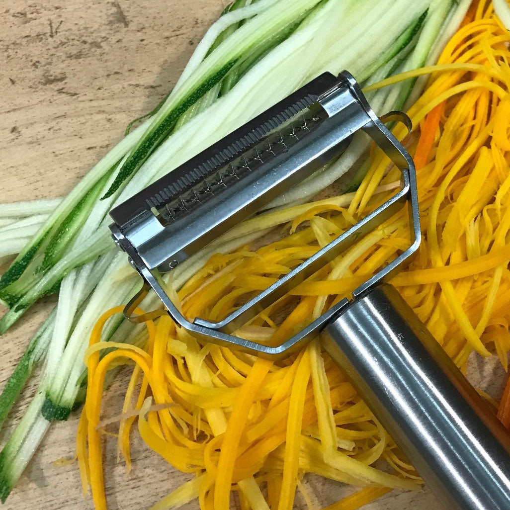 Peeler with colorful veggie zoodles